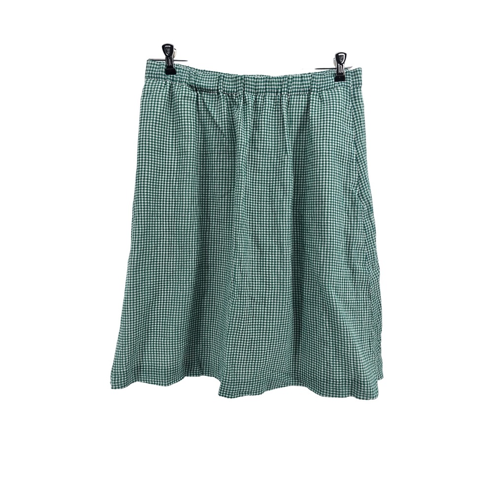 J.Crew Skirt Womens 14 G6248 Green Gingham Elastic Waist NEW